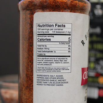 R Butts R Smokin Ozark Heat Nutritional Label