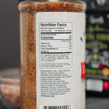 R Butts R Smokin R Beef Dry Rub Nutritional Label