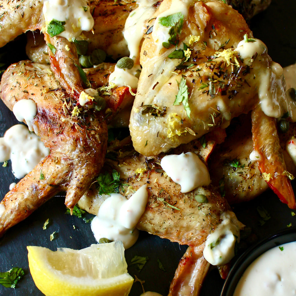 Herbes De Provence Chicken Wings with Lemon Aioli