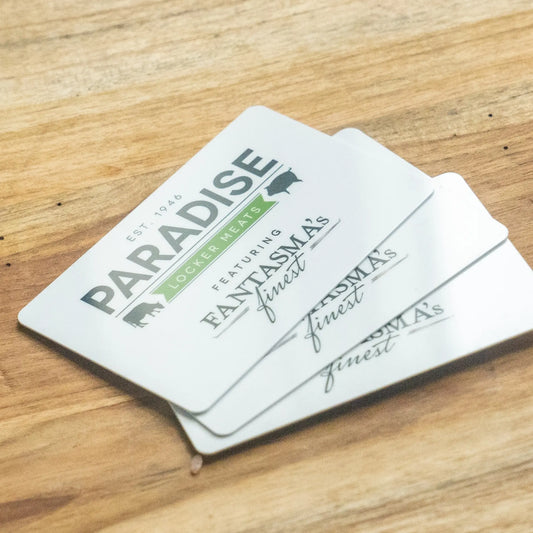 Gift Cards on wood slab