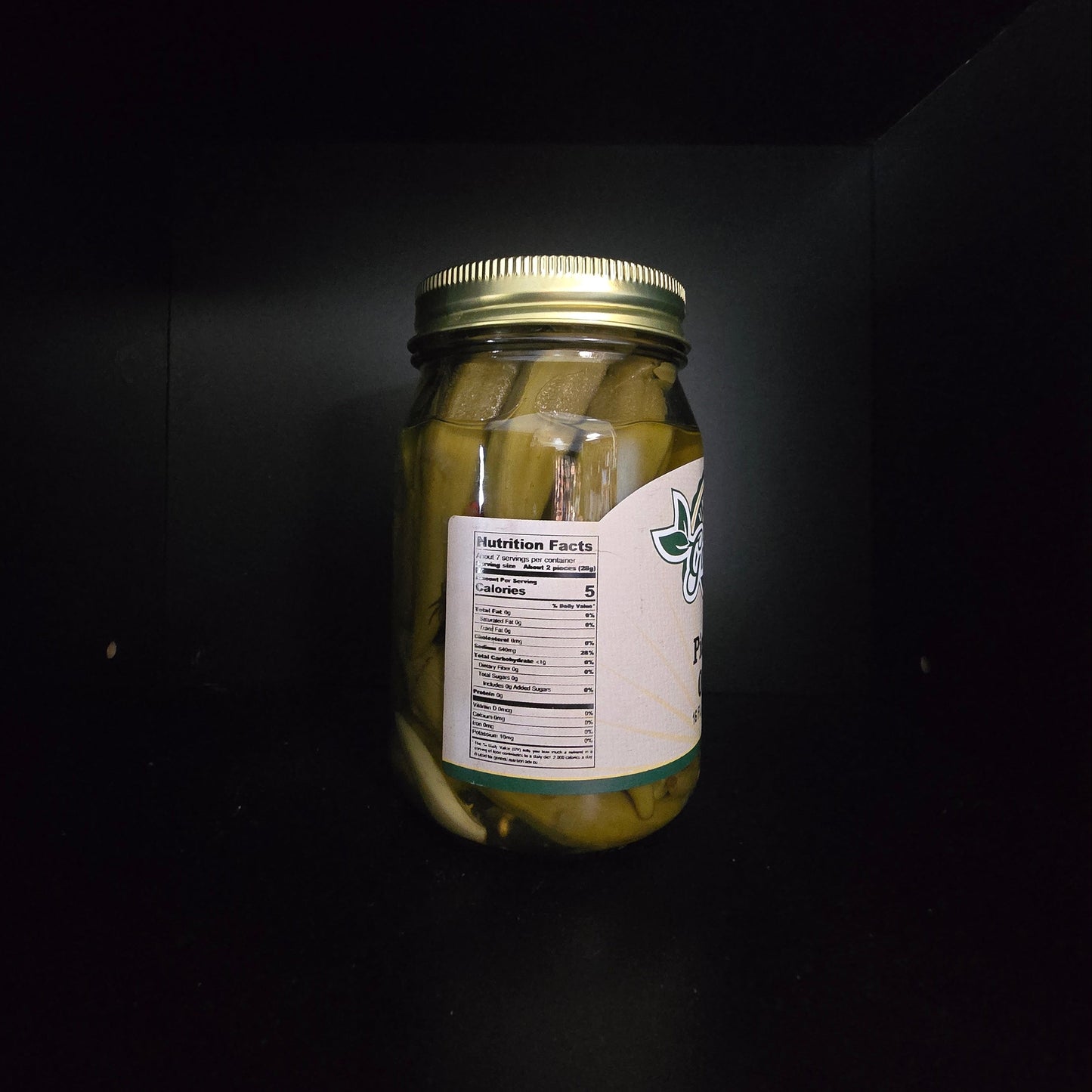 Pickled Okra nutrition label 