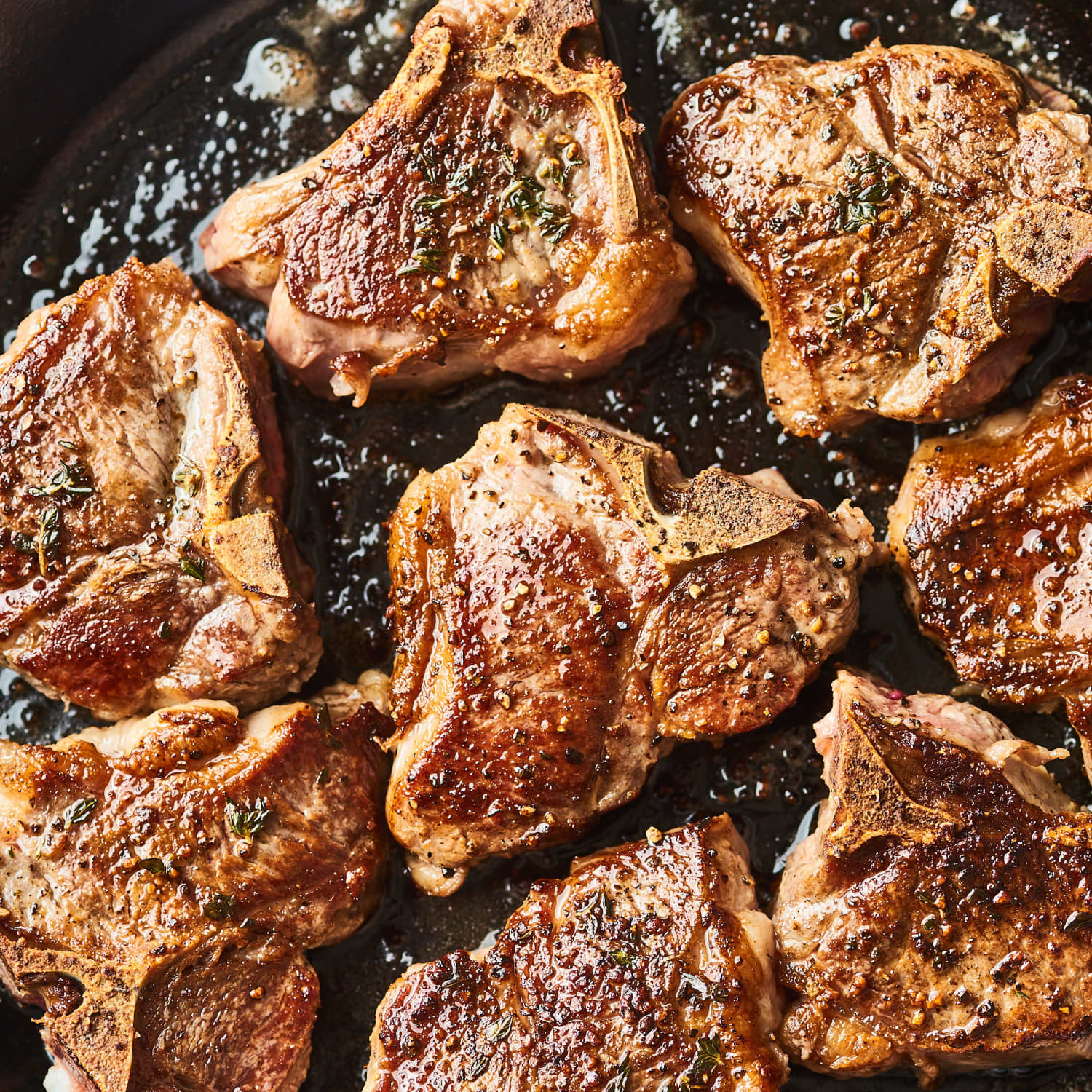 Skillet fried lamb chops