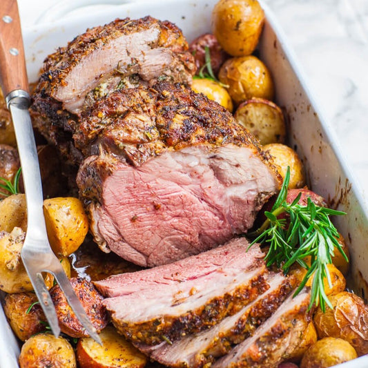 Roasted leg of lamb